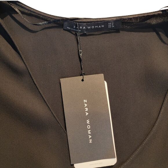 ZARA Black Chain Fringe Sleeveless Top Womens S Dressy Party Grunge Sexy Relaxed - Picture 6 of 11